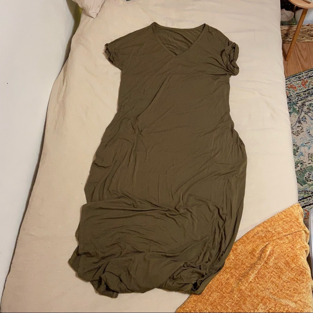 Olive green maxi tshirt dress